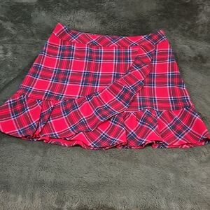 Vineyard Vines Red Plaid Ruffle Hem Skirt, Size 12
